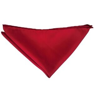 Vintage By Ashear Italian All Silk Rolled Pocket Square Red Solid